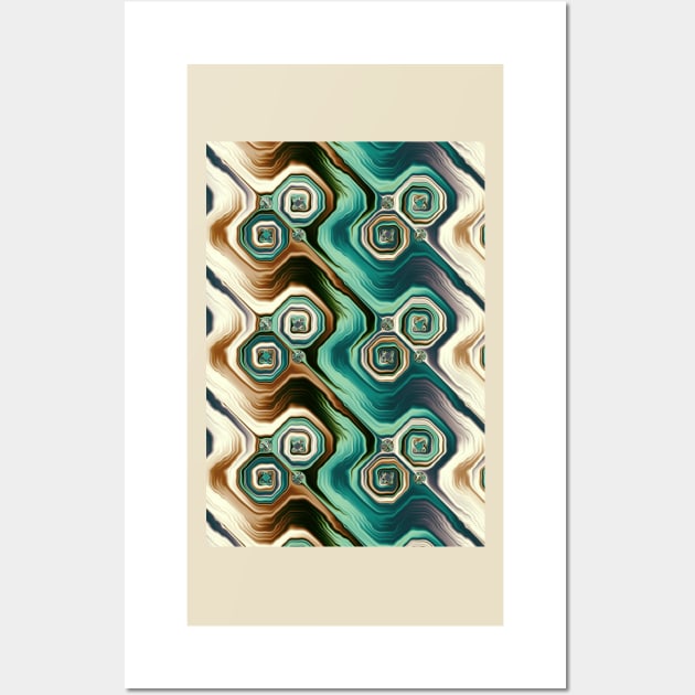 Turquoise and cream decorative design Wall Art by pinkal